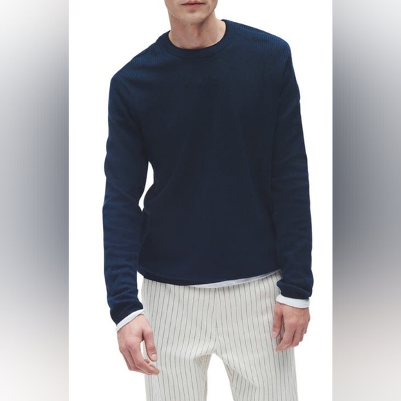 Rag & Bone Mens Blue Crew Neck Long Sleeve Sweater Classic Preppy Academia Small - Picture 1 of 6